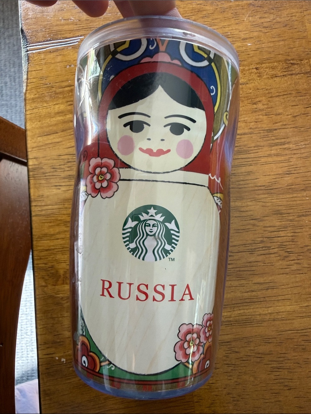 2011 Starbucks Russia Travel Tumbler no Lid Matryoshka Nesting Doll 8oz